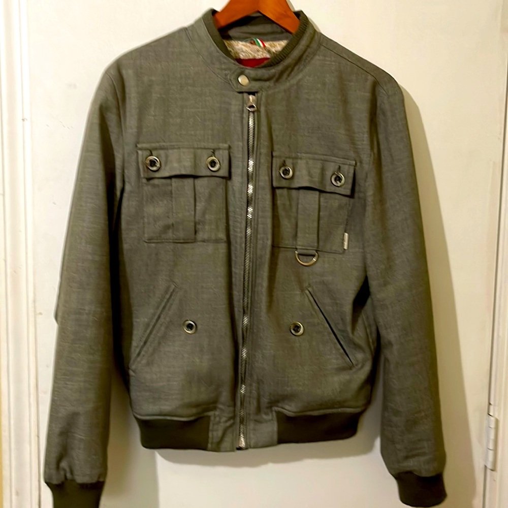 Italian made bomber jacket w/ buttons for accent purchased in Portland Oregon